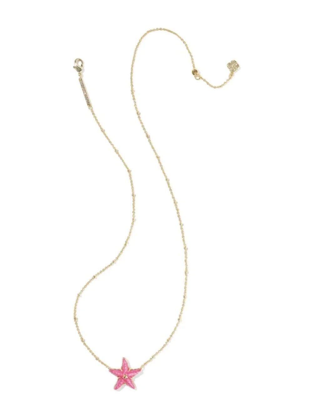 Kendra Scott Pink Starfish Pendant Necklace - Gold Tone